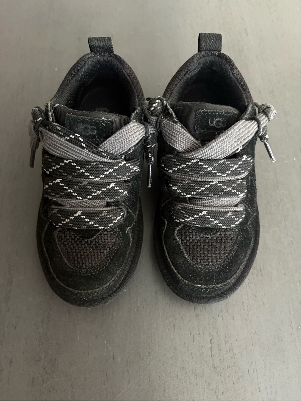 UGG Kids Black and Gray Lace-Up Sneakers